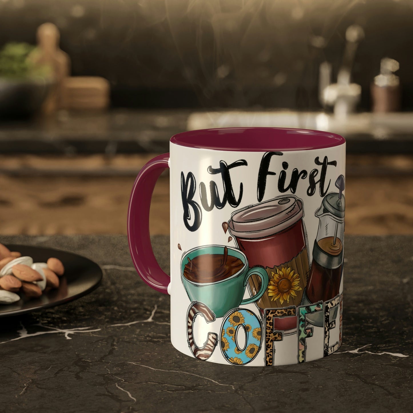 But First Coffee Colorful Mugs, 11oz