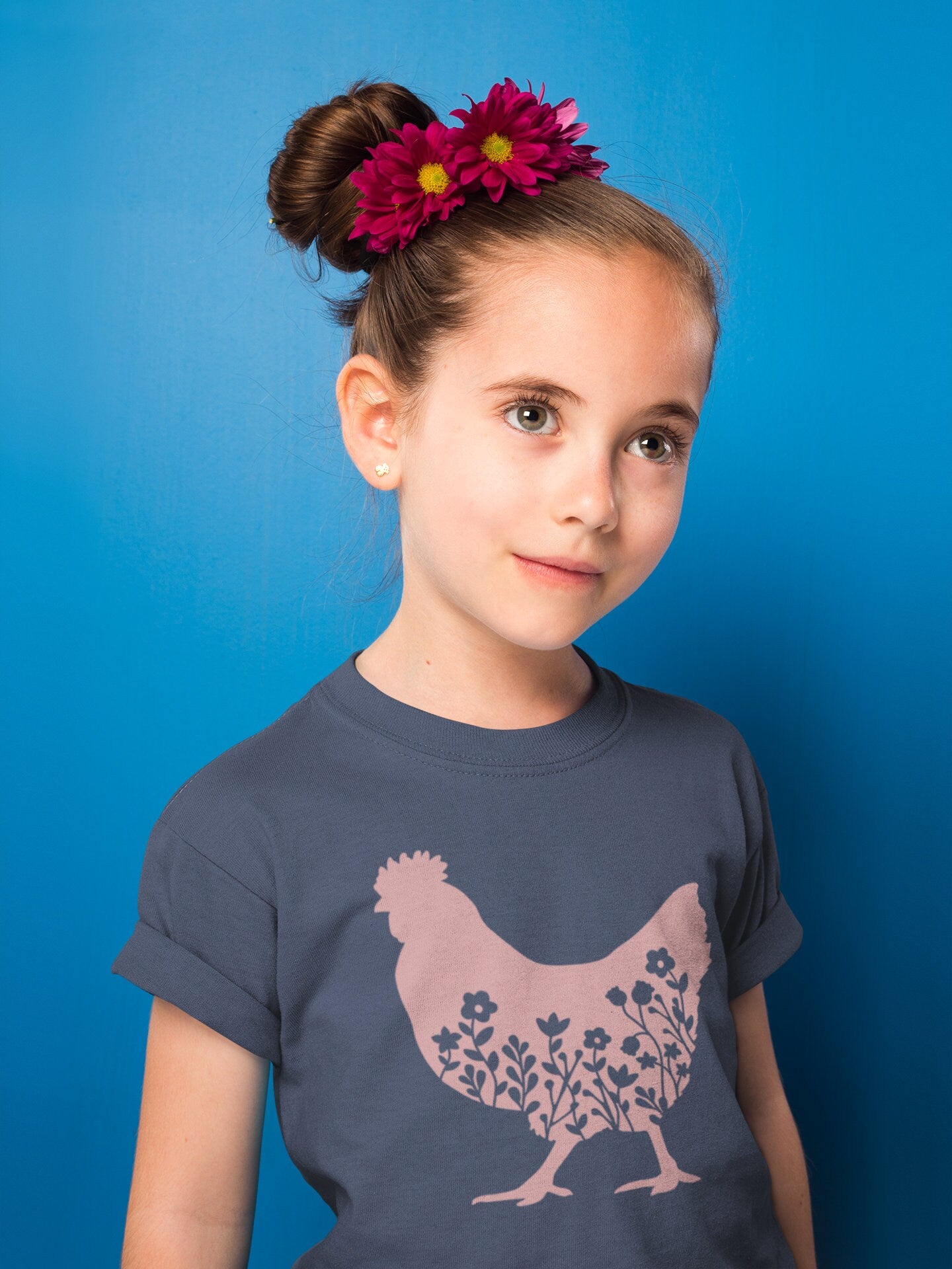 Floral Chicken Youth Short Sleeve Tee