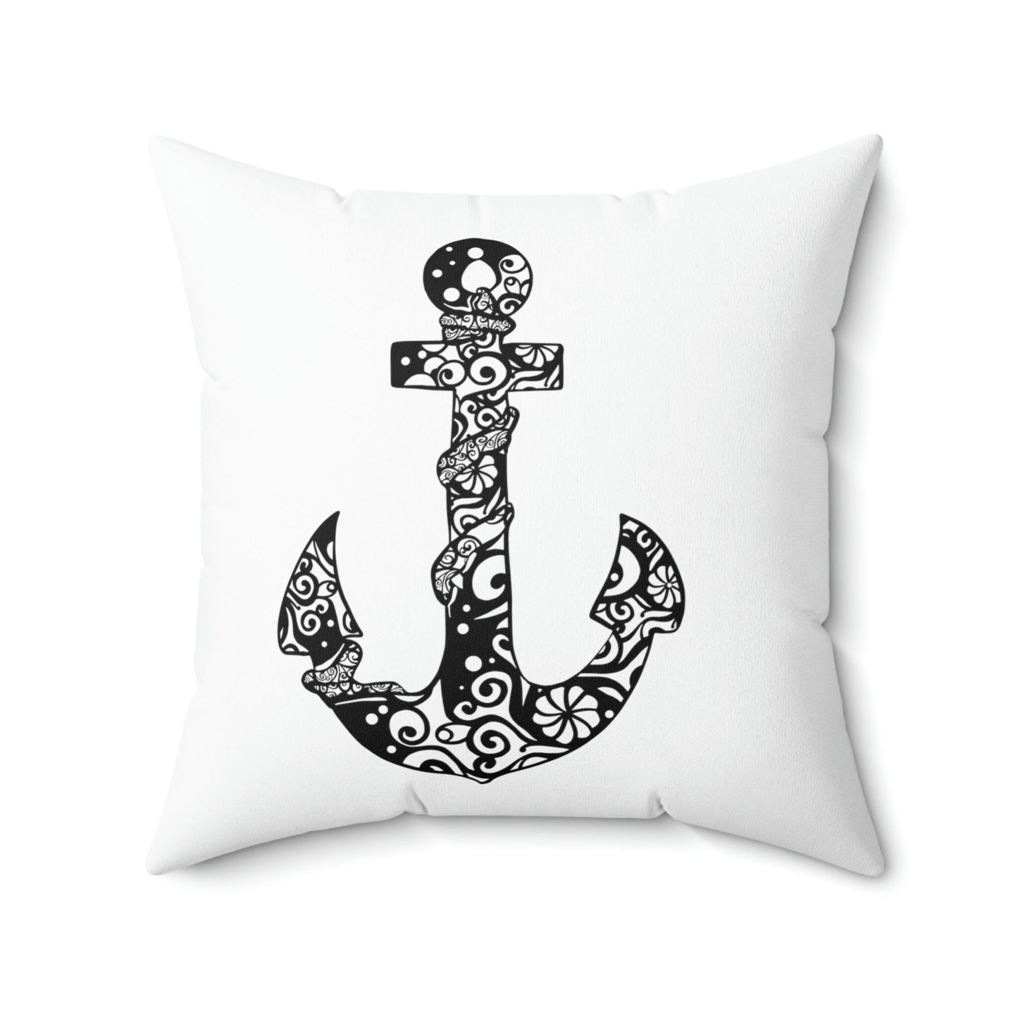 Mandala Anchor Faux Suede Square Pillow