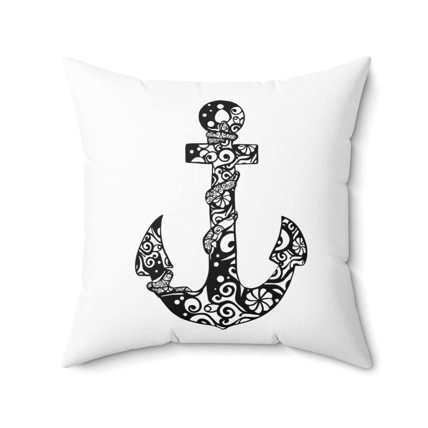Mandala Anchor Faux Suede Square Pillow