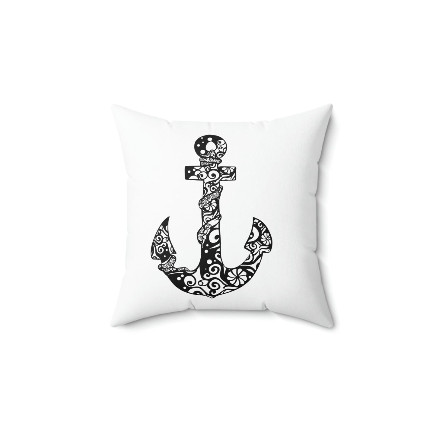 Mandala Anchor Faux Suede Square Pillow