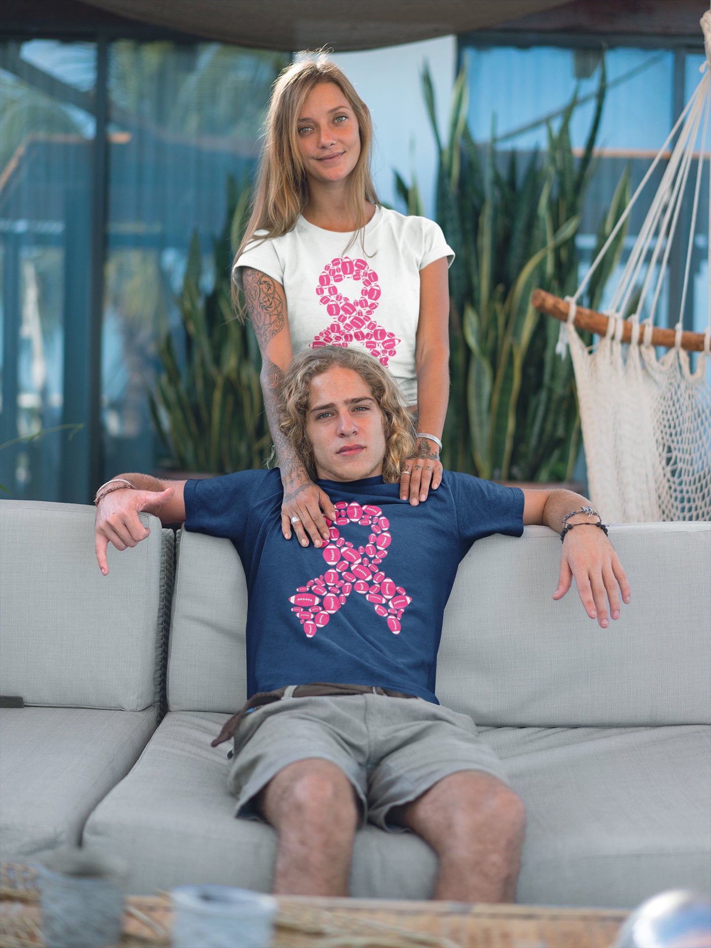 Unisex Football Inspired Breast Cancer Support Jersey Short Sleeve Tee