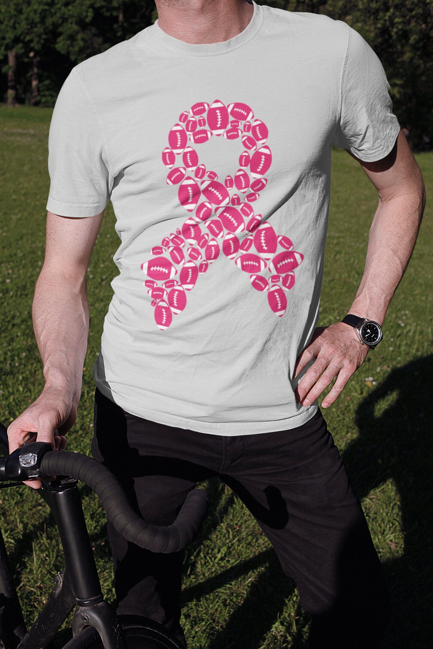 Unisex Football Inspired Breast Cancer Support Jersey Short Sleeve Tee