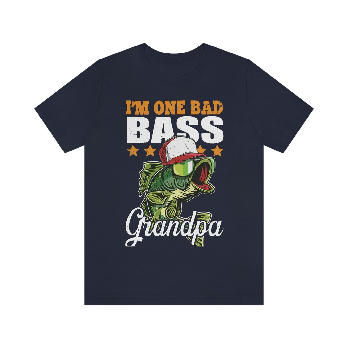 Mens I'm One Bad Bass Grandpa Jersey Short Sleeve Tee
