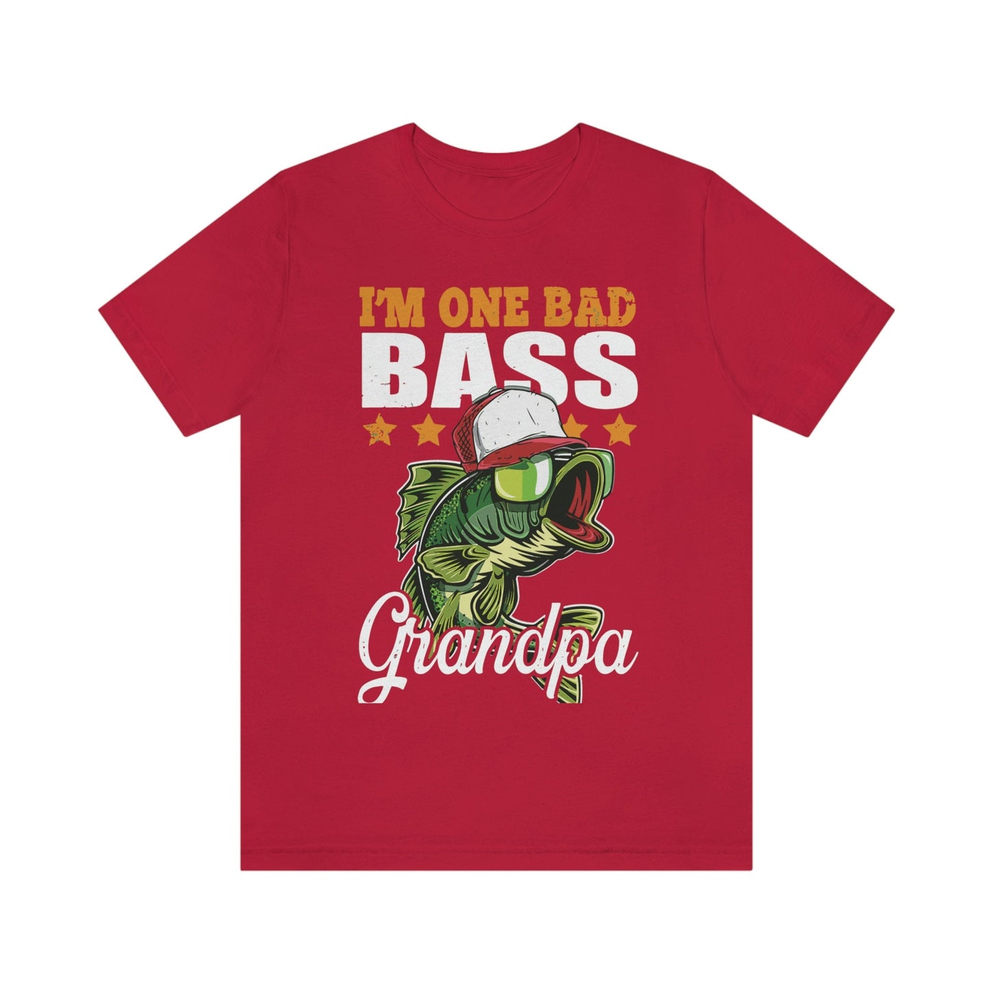 Mens I'm One Bad Bass Grandpa Jersey Short Sleeve Tee