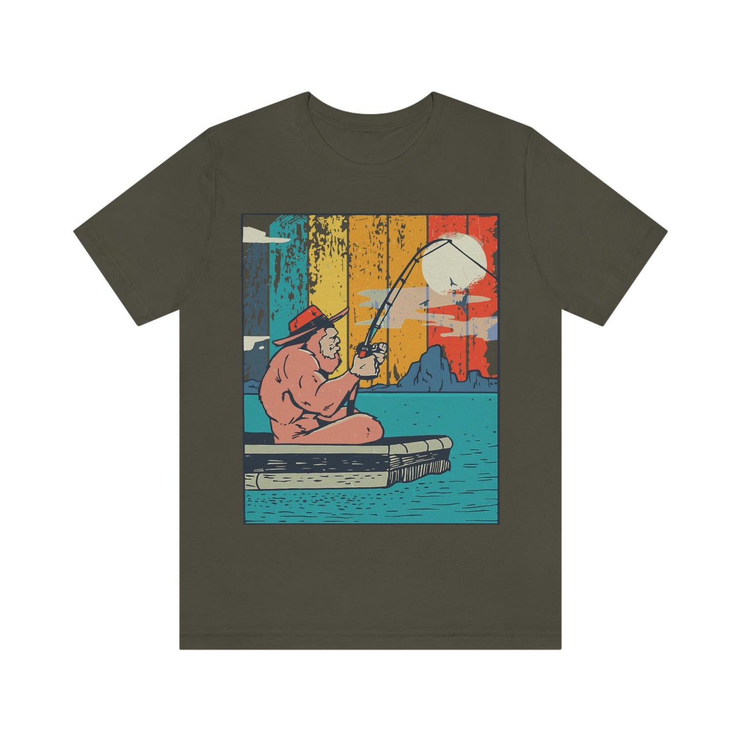 Fishing Bigfoot Unisex Jersey Short Sleeve Tee