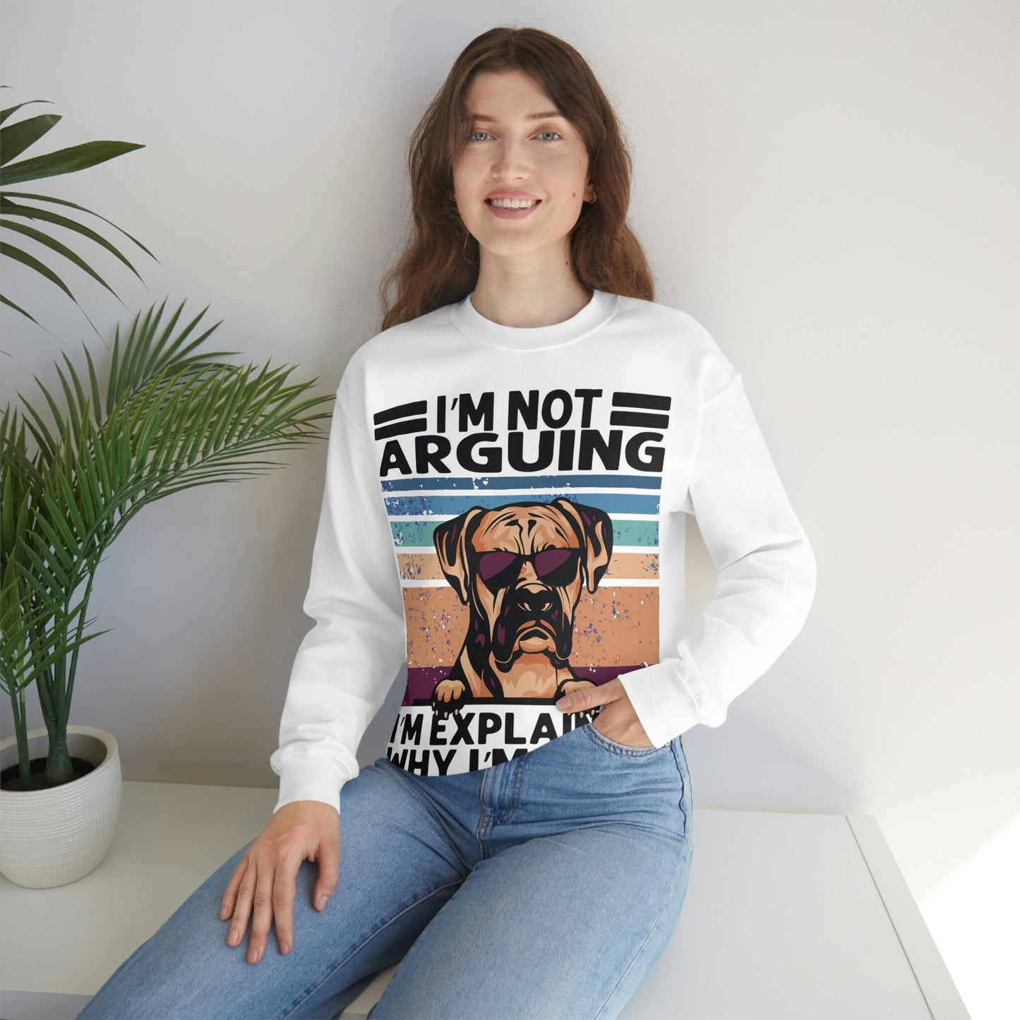 Boxer Dog Not Arguing, I'm Explaining Why I'm Right Unisex Heavy Blend Crewneck Sweatshirt