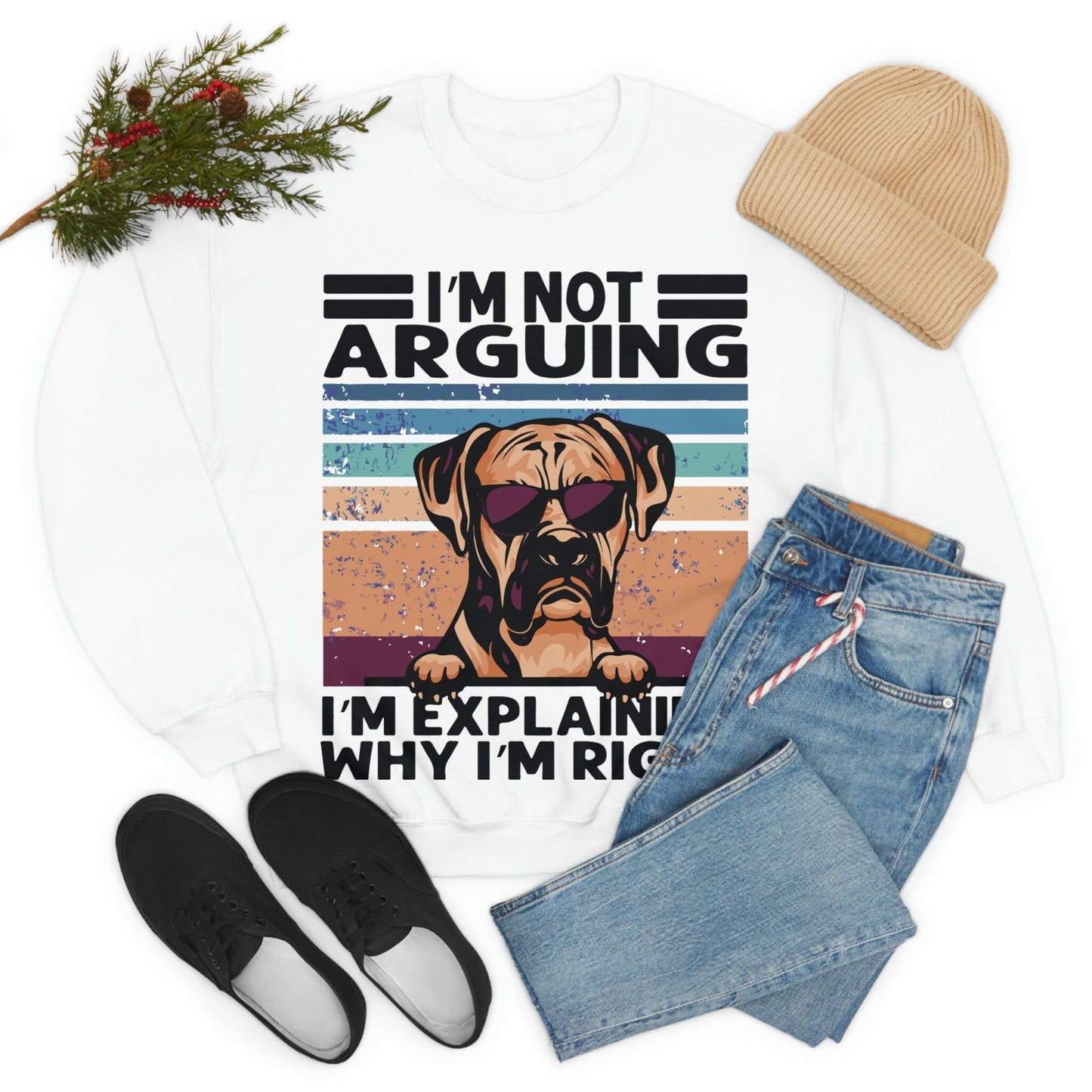 Boxer Dog Not Arguing, I'm Explaining Why I'm Right Unisex Heavy Blend Crewneck Sweatshirt
