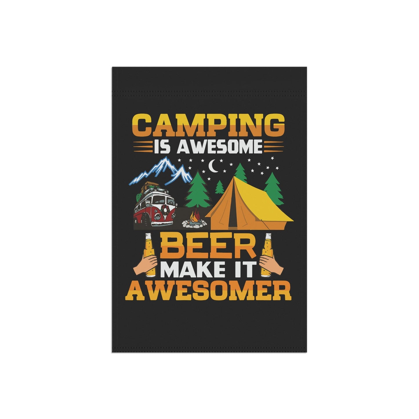 Camping is Awesome, Beer Makes it Awesomer, Camping, Garden, House Flag / Banner (Does not include holder)