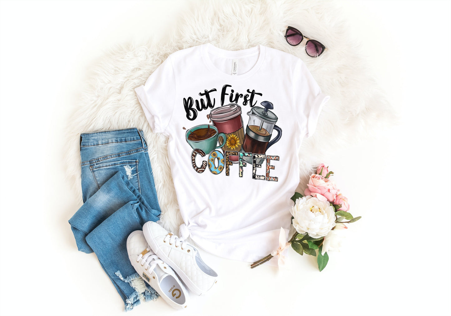 But First Coffee Unisex Jersey Short Sleeve V-Neck Tee