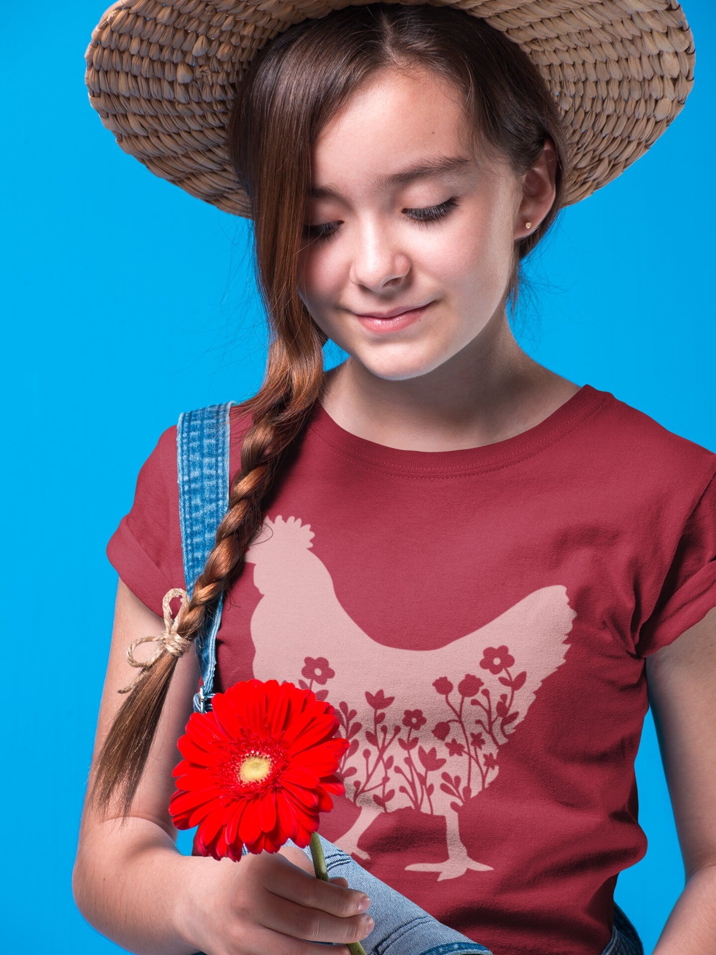 Floral Chicken Youth Short Sleeve Tee