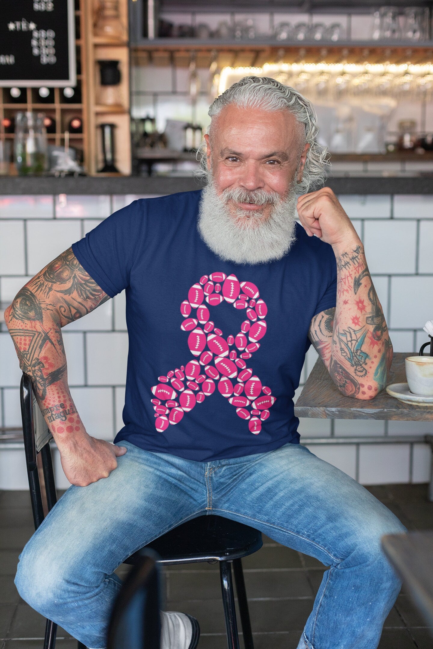 Unisex Football Inspired Breast Cancer Support Jersey Short Sleeve Tee