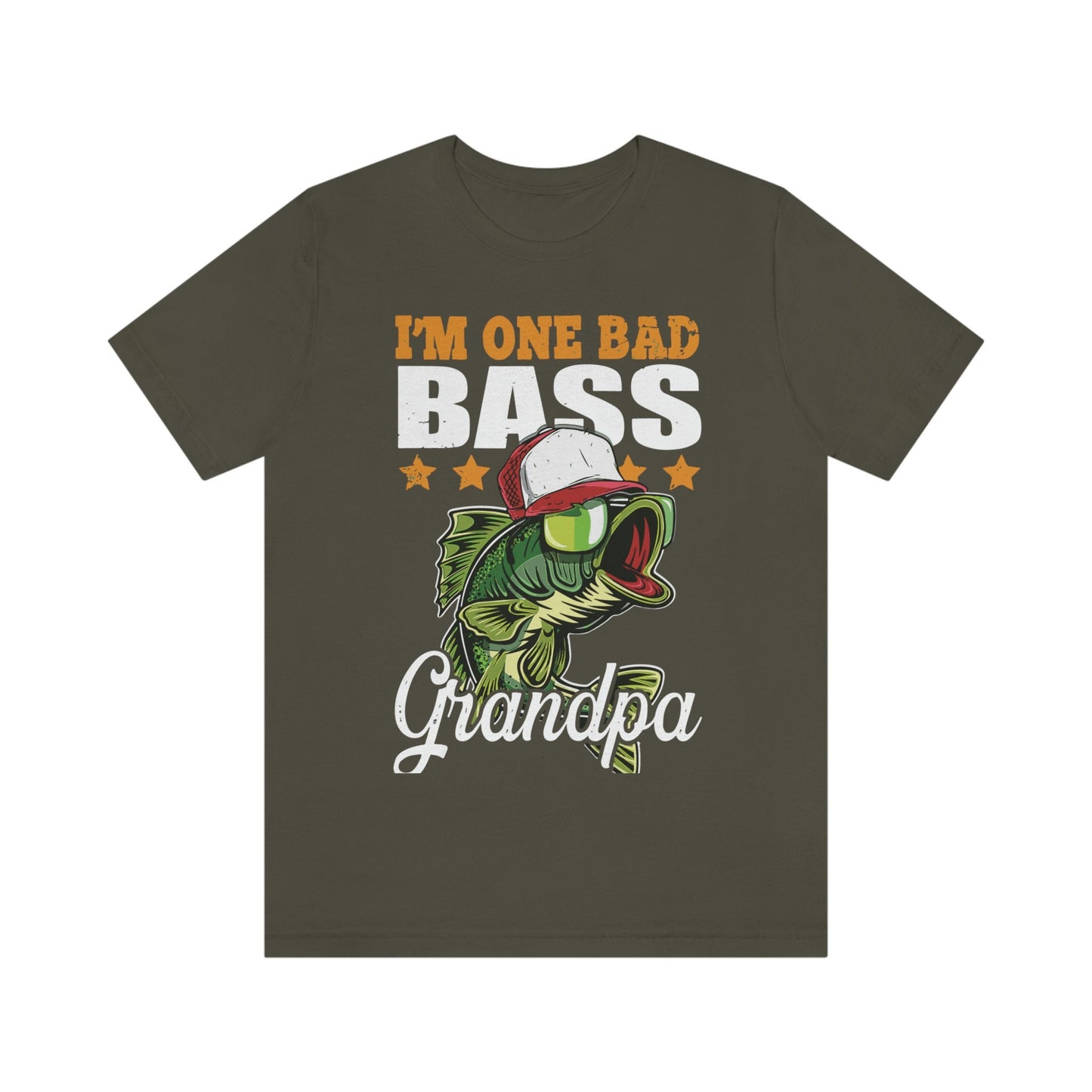 Mens I'm One Bad Bass Grandpa Jersey Short Sleeve Tee