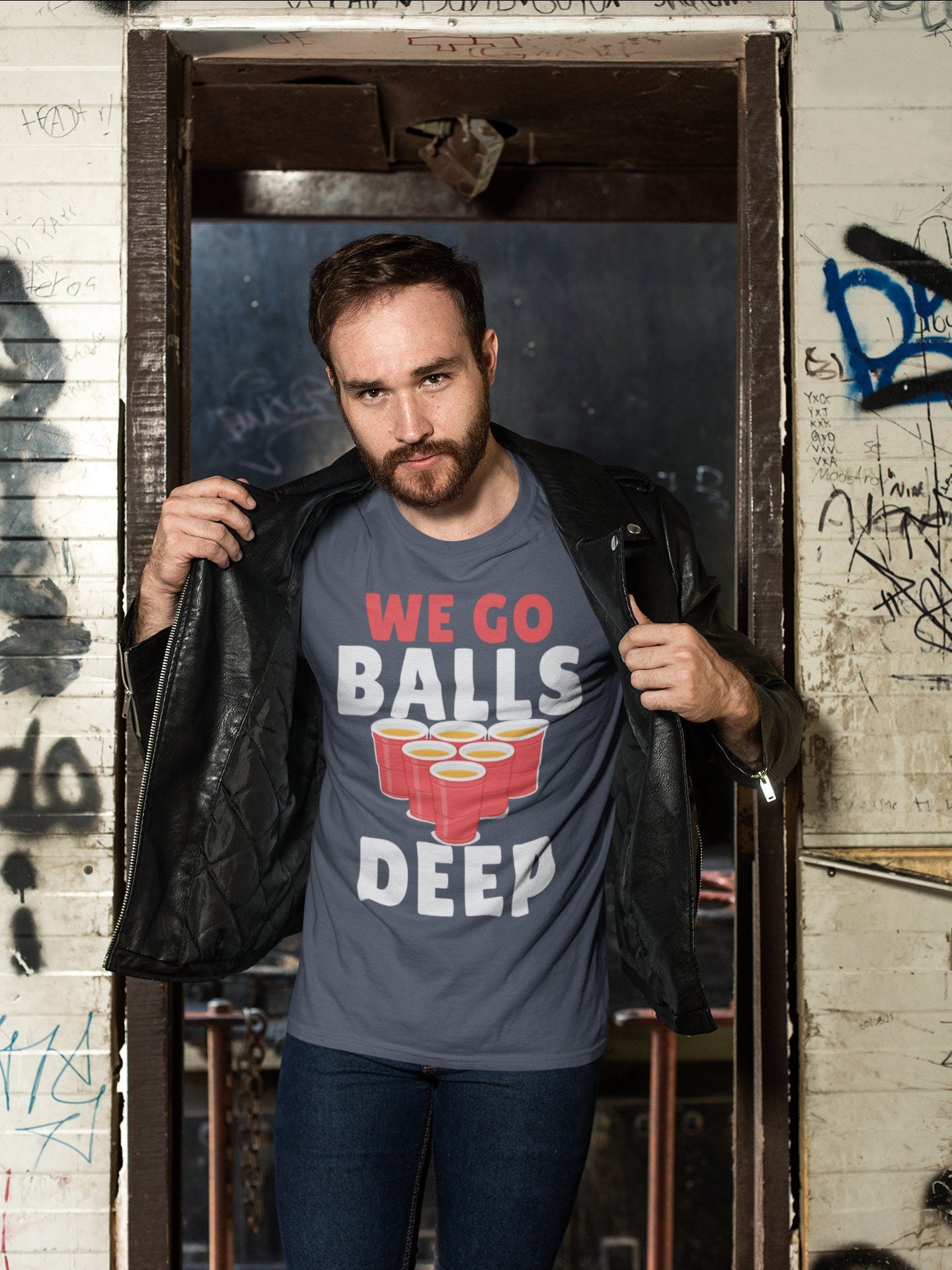 Beer Pong - We go Balls Deep Unisex Jersey Short Sleeve Tee