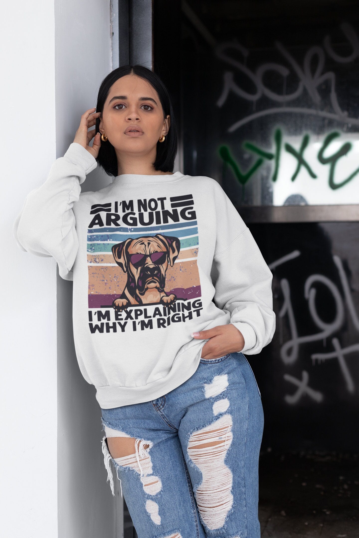 Boxer Dog Not Arguing, I'm Explaining Why I'm Right Unisex Heavy Blend Crewneck Sweatshirt