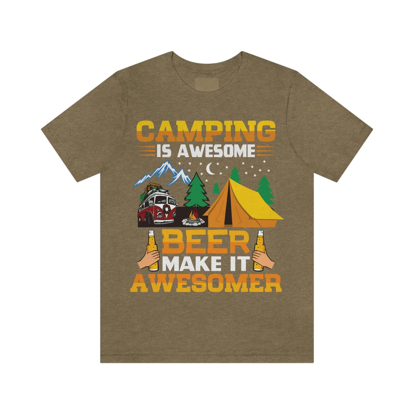 Camping is Awesome, Beer makes it Awesomer Unisex Jersey Short Sleeve Tee