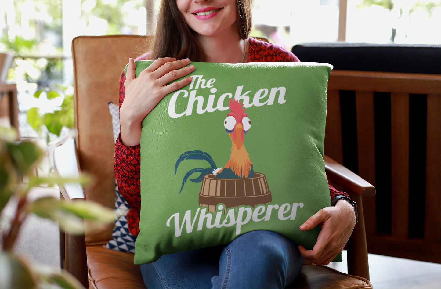 Chicken Whisperer Spun Polyester Square Pillow