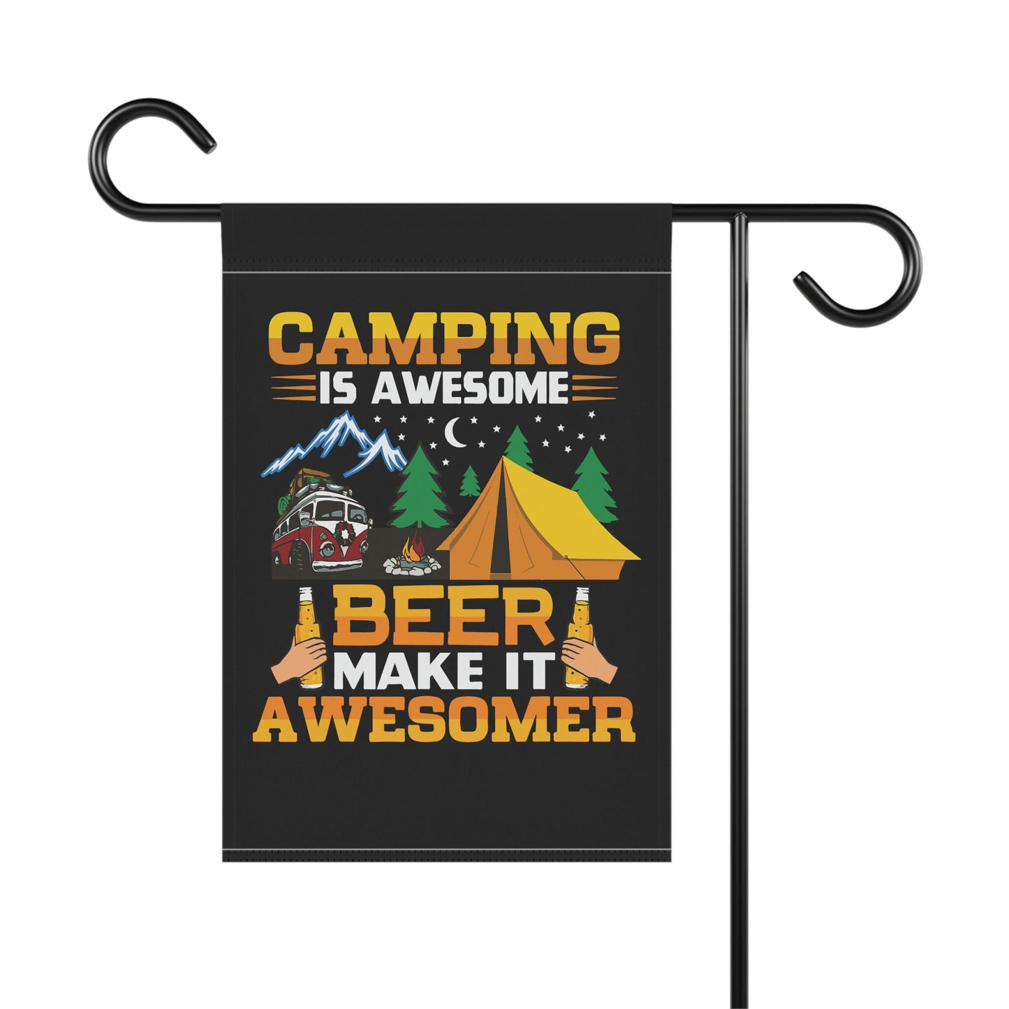Camping is Awesome, Beer Makes it Awesomer, Camping, Garden, House Flag / Banner (Does not include holder)