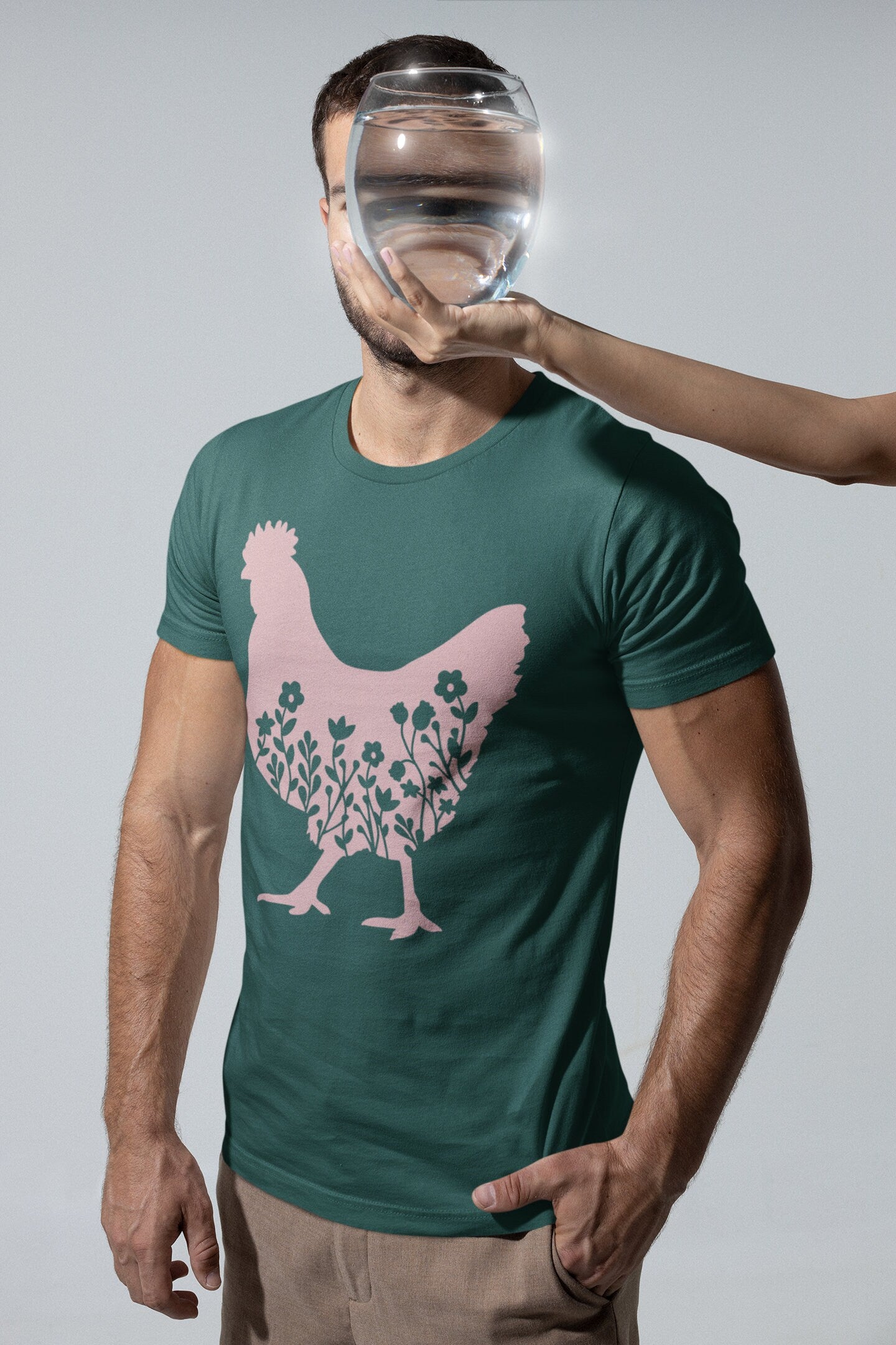 Floral Chicken Unisex Jersey Short Sleeve Tee