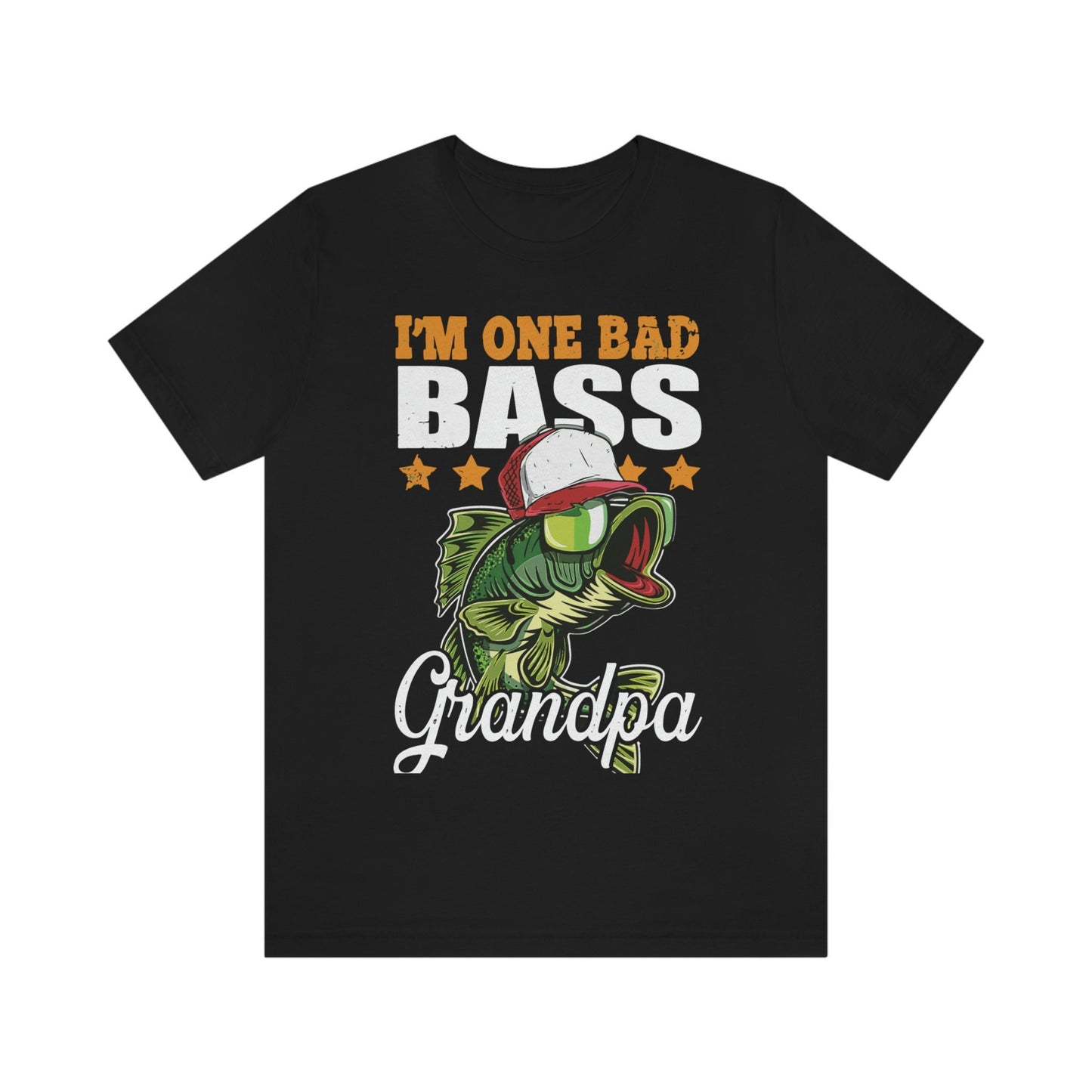 Mens I'm One Bad Bass Grandpa Jersey Short Sleeve Tee