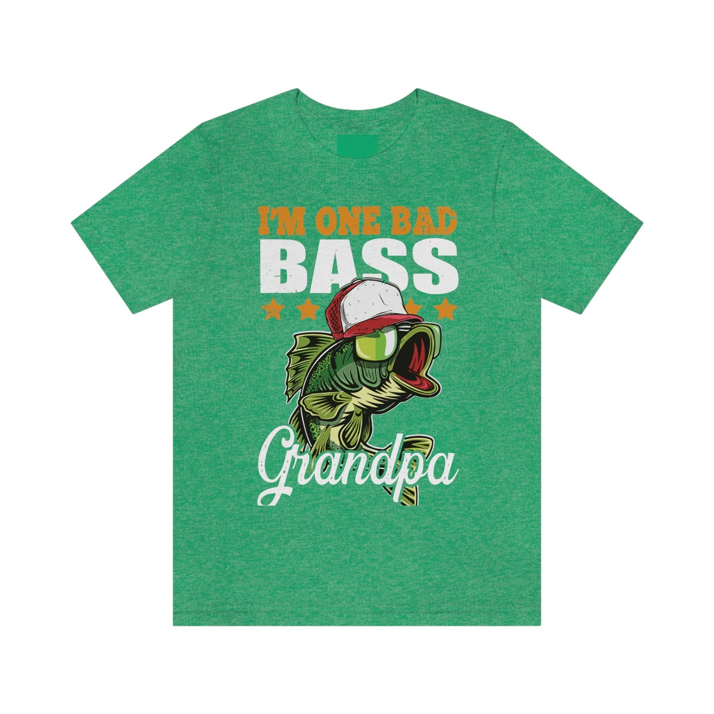 Mens I'm One Bad Bass Grandpa Jersey Short Sleeve Tee