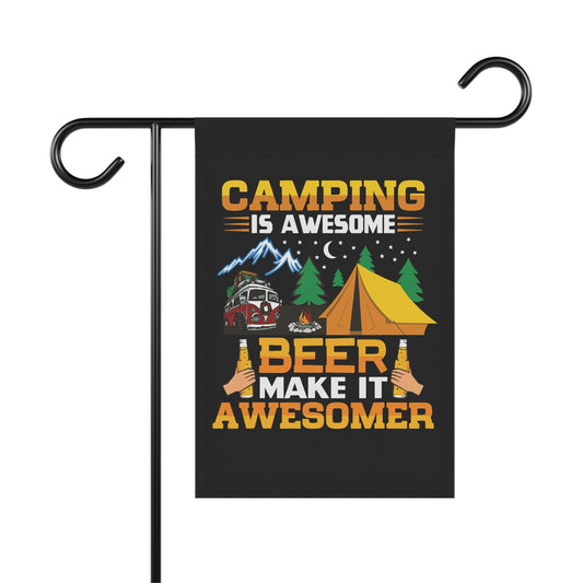 Camping is Awesome, Beer Makes it Awesomer, Camping, Garden, House Flag / Banner (Does not include holder)